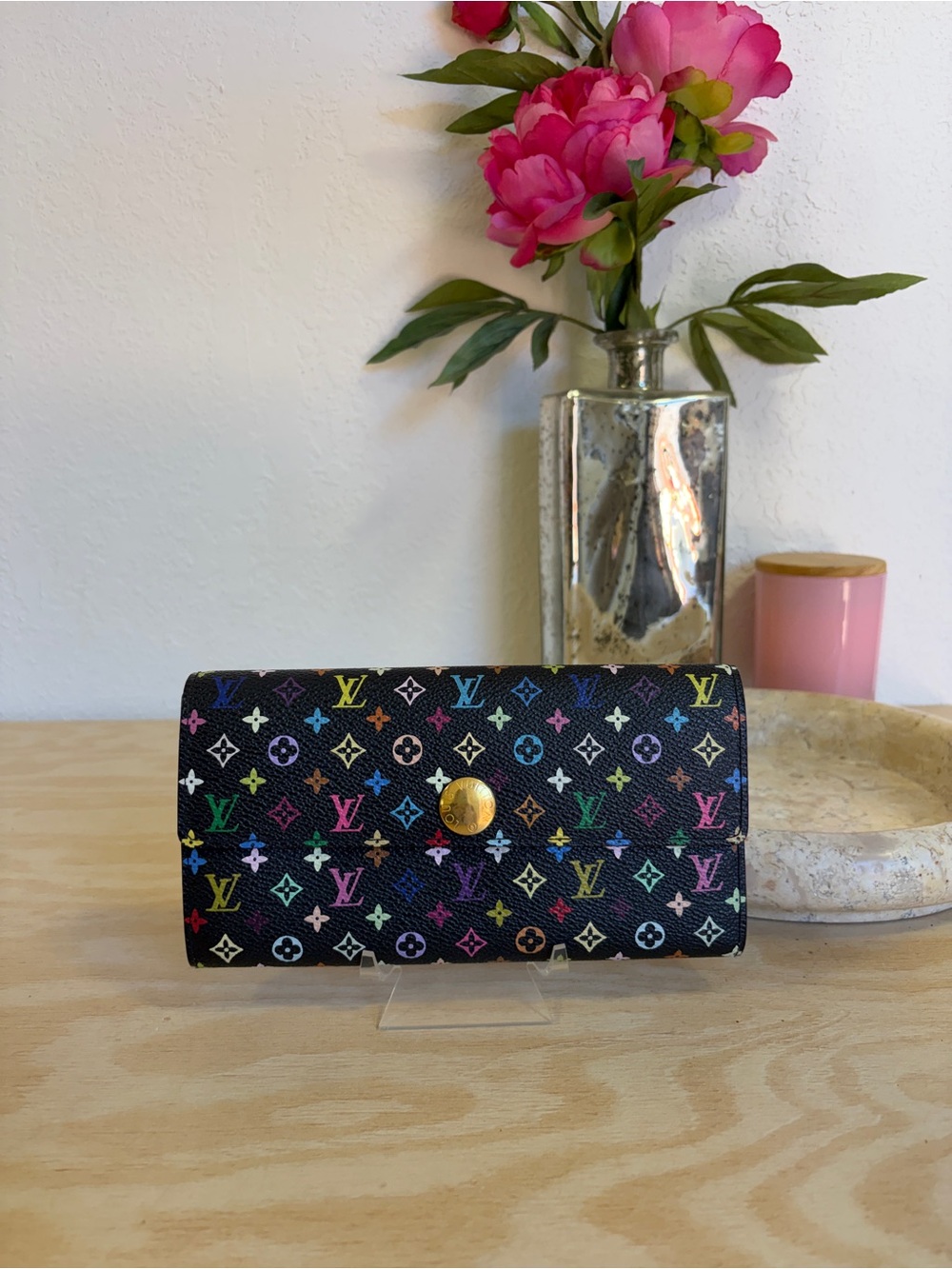 Louis Vuitton Black Multicolor Monogram Sarah Wallet